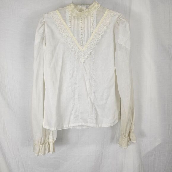 VTG 1970 Gunnies Gunne Sax Jessica McClintock Prairie Blouse Sz S/M Cottagecore - Picture 1 of 12